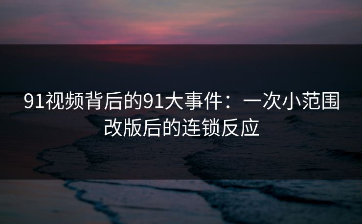 91视频背后的91大事件：一次小范围改版后的连锁反应