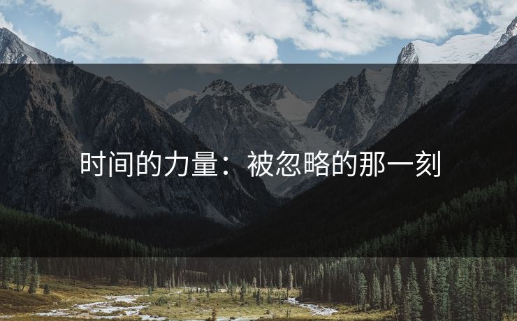 时间的力量：被忽略的那一刻