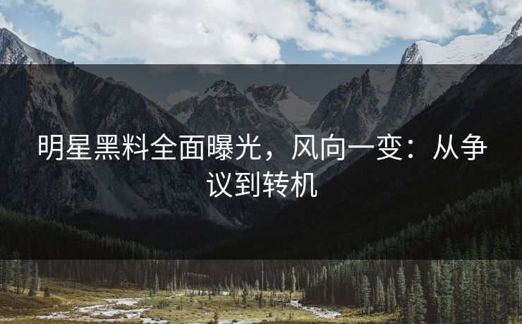 明星黑料全面曝光，风向一变：从争议到转机