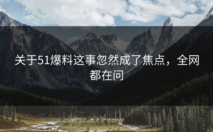 关于51爆料这事忽然成了焦点，全网都在问