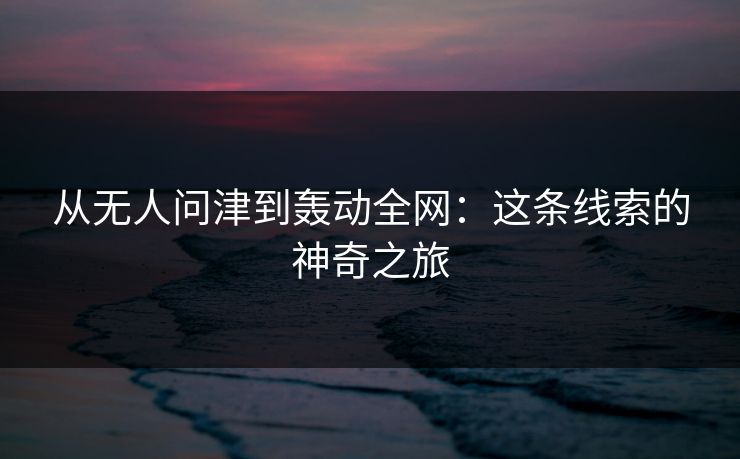 从无人问津到轰动全网：这条线索的神奇之旅