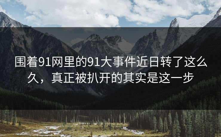 围着91网里的91大事件近日转了这么久，真正被扒开的其实是这一步