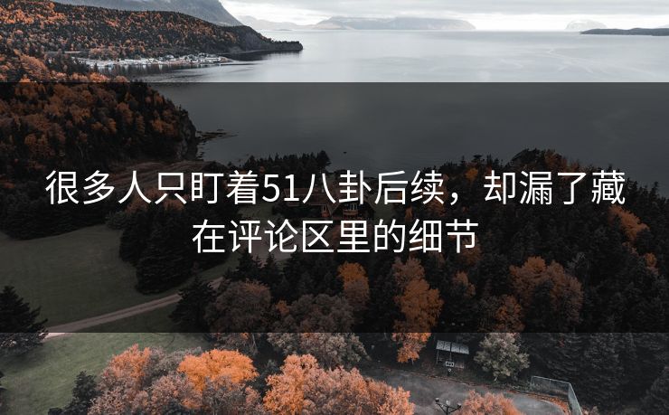 很多人只盯着51八卦后续，却漏了藏在评论区里的细节