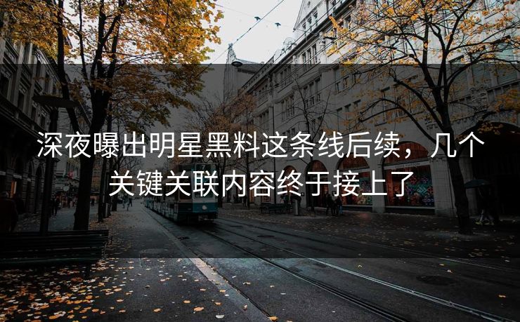 深夜曝出明星黑料这条线后续，几个关键关联内容终于接上了
