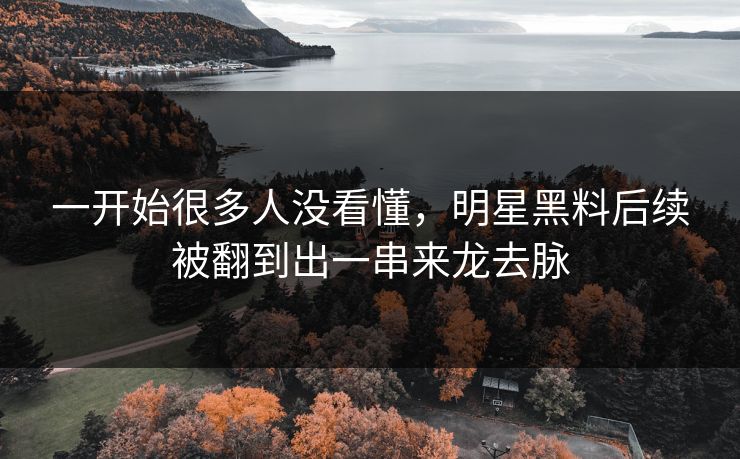 一开始很多人没看懂，明星黑料后续被翻到出一串来龙去脉