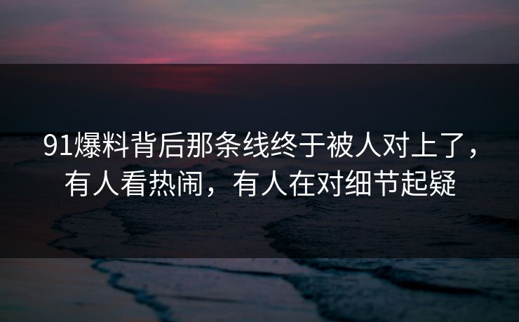 91爆料背后那条线终于被人对上了，有人看热闹，有人在对细节起疑